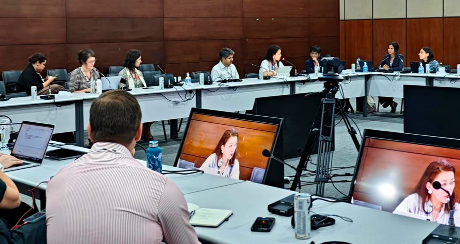 Linda-Eling Lee, founding director of the MSCI Institute (back row, second from right), at a COP30 discussion on scaling adaptation finance hosted by the Asia Investor Group on Climate Change, ClimateWorks Foundation, Laudes Foundation and Impact Europe.
